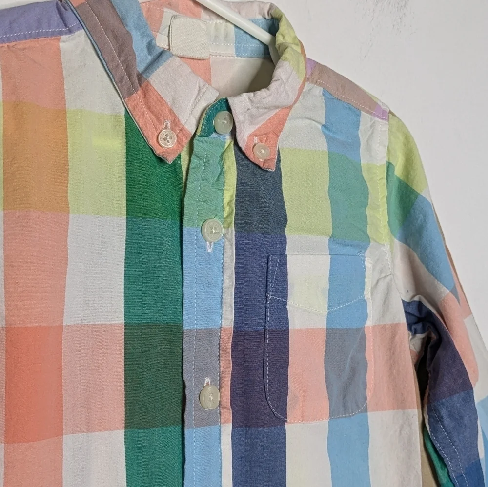 ✨3/$15 Baby GAP Peach Blue Green White Striped Long Sleeve Collared Button Up 3